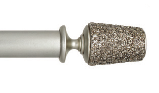 Byron & Byron Floral Romantics Daisy Finial Curtain Pole Set in Burnished Silver