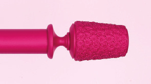 Byron & Byron Floral Neon Daisy Finial Curtain Pole Set in Raspberry