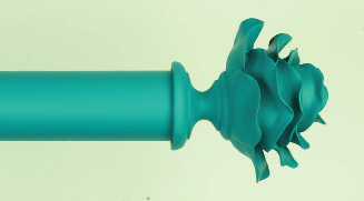 Byron & Byron Floral Neon Rose Finial Curtain Pole Set in Turquoise
