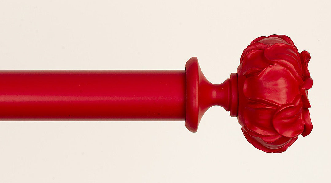 Byron & Byron Floral Neon Peony Finial Curtain Pole Set in Red