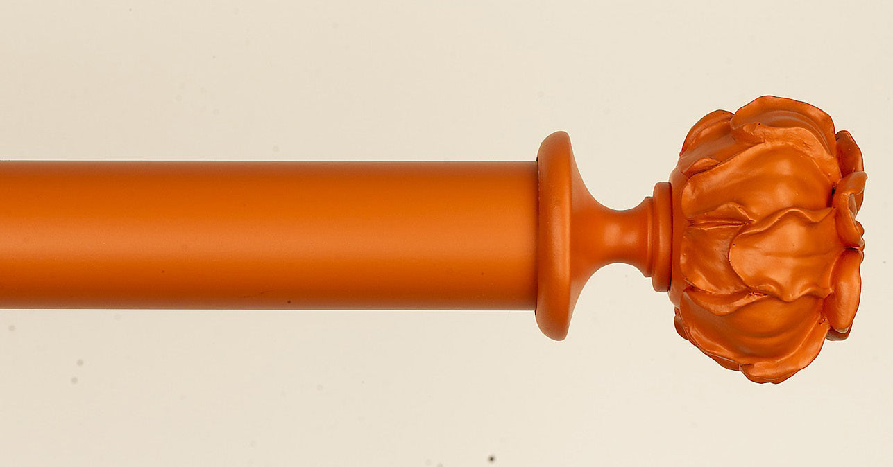 Byron & Byron Floral Neon Peony Finial Curtain Pole Set in Orange
