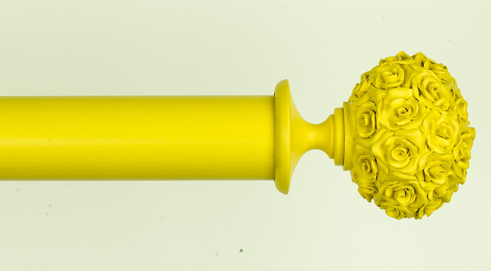 Byron &amp; Byron Floral Neon Posy Finial Curtain Pole Set in Yellow