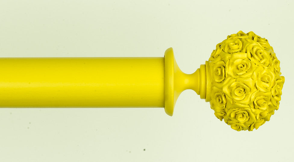 Byron & Byron Floral Neon Posy Finial Curtain Pole Set in Yellow