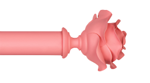 Byron & Byron Floral Neon Rose Finial Curtain Pole Set in Baby Pink