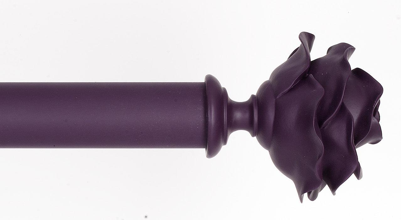 Byron & Byron Floral Neon Rose Finial Curtain Pole Set in Aubergine