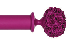 Byron &amp; Byron Floral Neon Posy Finial Curtain Pole Set in Fuschia