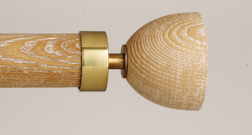Byron & Byron Halo Wood Luna Finial Curtain Pole Set in Washed Limed Oak
