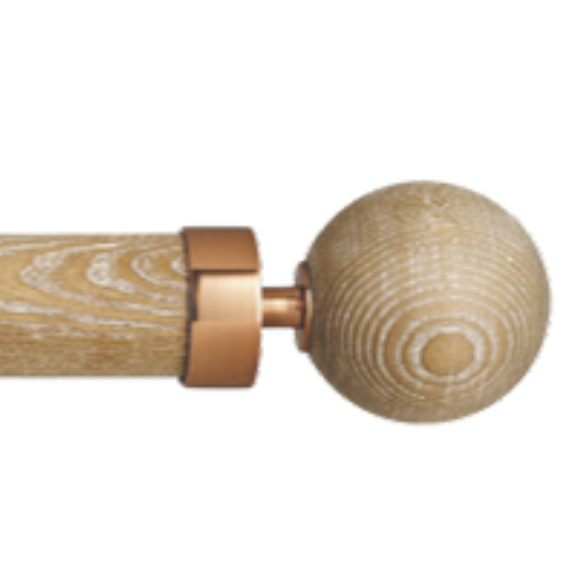 Byron & Byron Halo Wood Globus Finial Curtain Pole Set in Washed Limed Oak