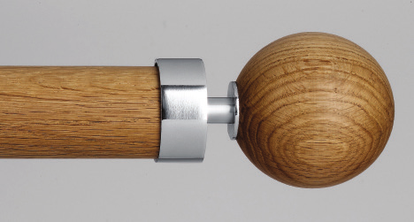 Byron & Byron Halo Wood Globus Finial Curtain Pole Set in English Oak