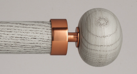 Byron & Byron Halo Wood Orion Finial Curtain Pole Set in Washed Château Grey