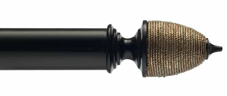 Byron & Byron Classic Acorn Finial Curtain Pole Set in Ebony
