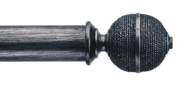 Byron & Byron Classic Orb Finial Curtain Pole Set in Antique Silver