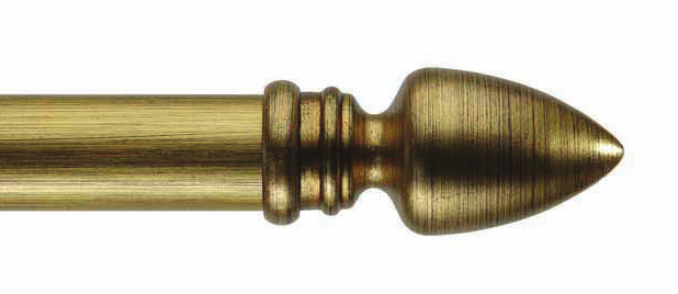 Byron & Byron Classic Aercolaneum Finial Curtain Pole Set in Black Distressed Gilt
