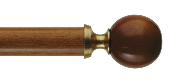 Byron & Byron Classic Modern Ball Finial Curtain Pole Set in Cherrywood