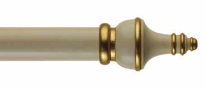 Byron & Byron Classic Pasteum Finial Curtain Pole Set in Antiqued Cream