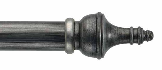 Byron & Byron Classic Pasteum Finial Curtain Pole Set in Antique Silver