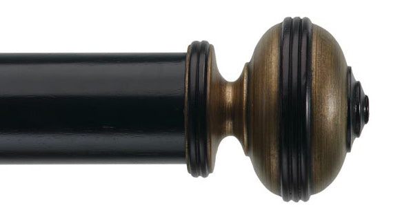 Byron & Byron Classic Hardwick Finial Curtain Pole Set in Ebony