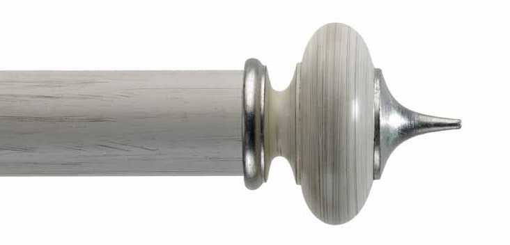 Byron & Byron Classic Alton Finial Curtain Pole Set in Ivory Scratched