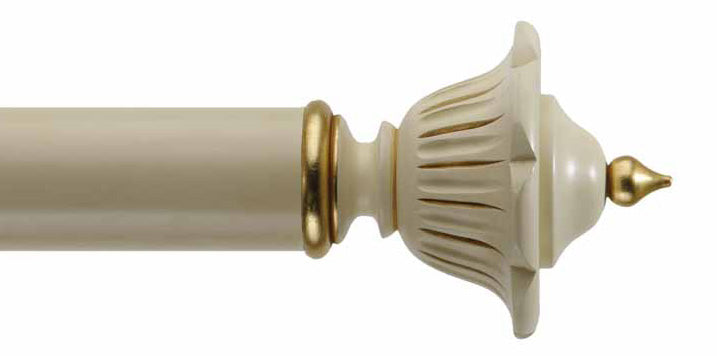 Byron & Byron Classic Wimpole Finial Curtain Pole Set in Antiqued Cream
