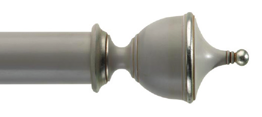 Byron & Byron Classic Osterley Finial Curtain Pole Set in Antiqued French Grey