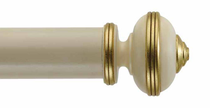 Byron &amp; Byron Classic Hardwick Finial Curtain Pole Set in Antiqued Cream