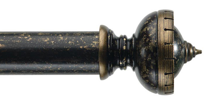 Byron & Byron Classic Fonthill Finial Curtain Pole Set in Florentine Black
