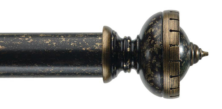 Byron &amp; Byron Classic Fonthill Finial Curtain Pole Set in Florentine Black