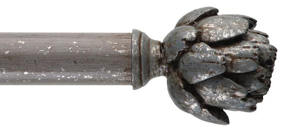 Byron & Byron Classic Artichoke Finial Curtain Pole Set in Florentine Grey