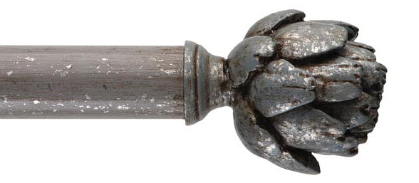 Byron &amp; Byron Classic Artichoke Finial Curtain Pole Set in Florentine Grey