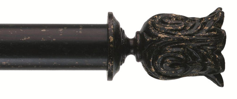 Byron & Byron Classic Siena Finial Curtain Pole Set in Florentine Black