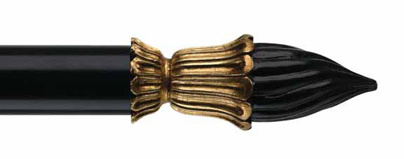 Byron & Byron Classic Torciera Finial Curtain Pole Set in Ebony