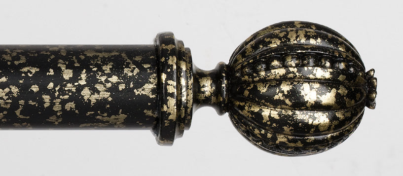 Byron & Byron Classic Pomegranite Finial Curtain Pole Set in Florentine Black