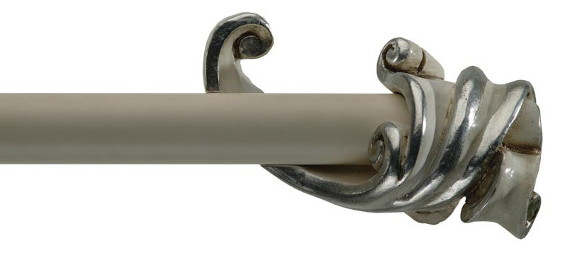 Byron & Byron Classic Riccio Finial Curtain Pole Set in Antiqued White
