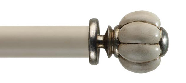Byron & Byron Classic Pasha Finial Curtain Pole Set in Antiqued White