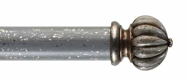 Byron & Byron Classic Fluted Button Finial Curtain Pole Set in Florentine Grey