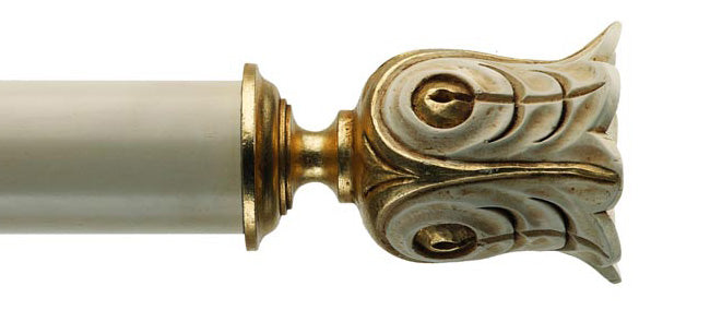 Byron &amp; Byron Classic Siena Finial Curtain Pole Set in Antiqued Cream