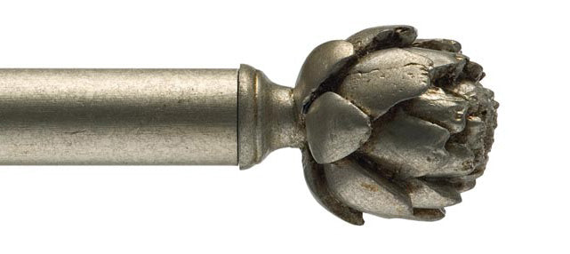 Byron & Byron Classic Artichoke Finial Curtain Pole Set in Antique Silver