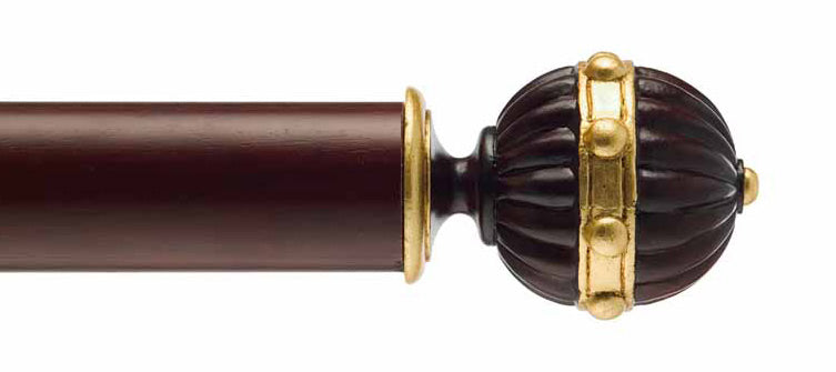 Byron & Byron Classic Hampton Finial Curtain Pole Set in Mahogany