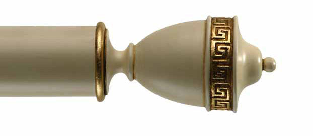 Byron & Byron Classic Naxos Finial Curtain Pole Set in Antiqued Cream