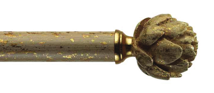Byron & Byron Classic Artichoke Finial Curtain Pole Set in Florentine White