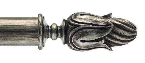 Byron & Byron Classic Sintra Finial Curtain Pole Set in Antique Silver