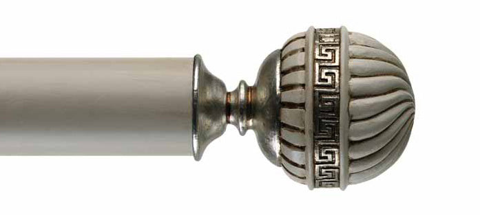 Byron & Byron Classic Olympia Finial Curtain Pole Set in Antiqued White