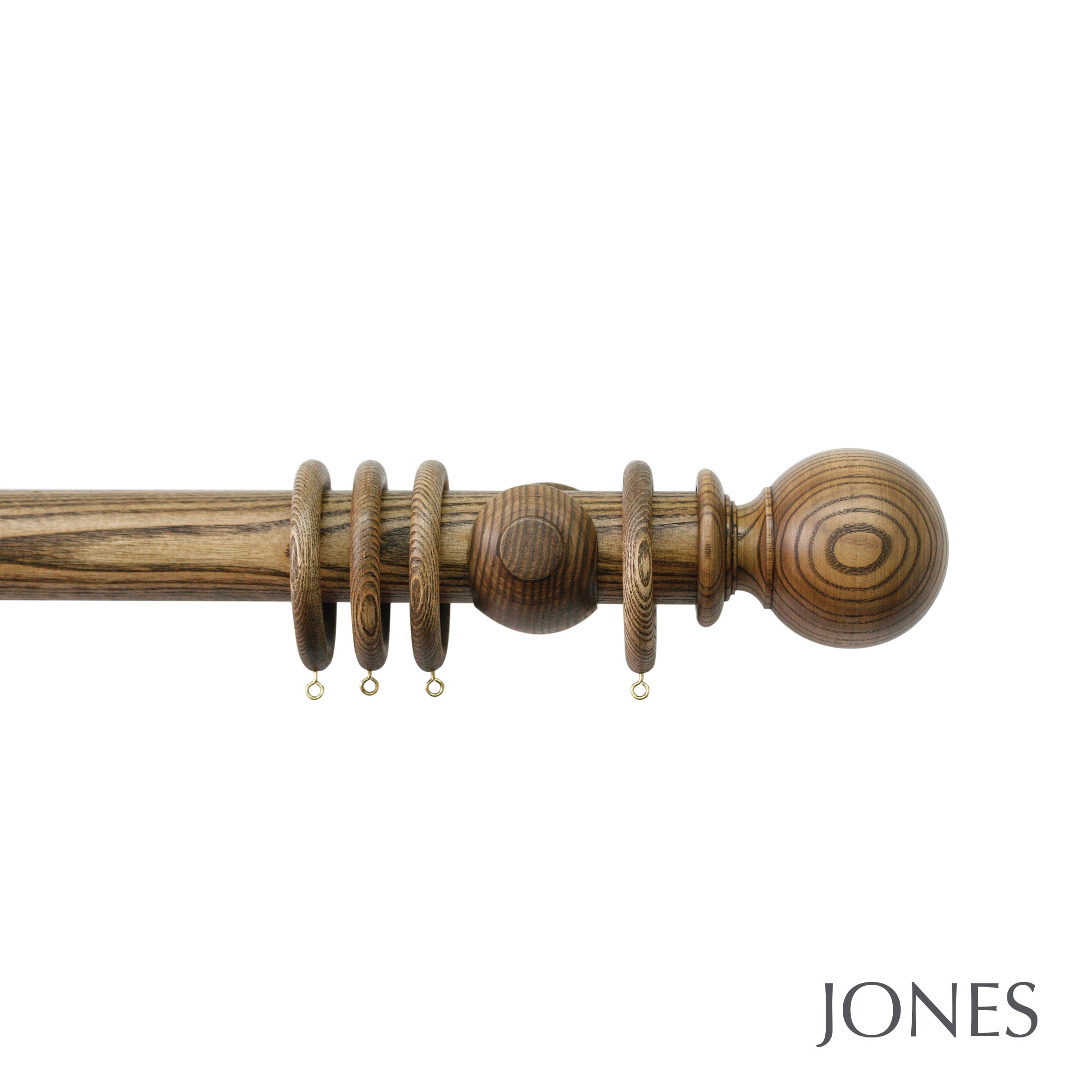 Jones Interiors Oakham Ball Finial Curtain Pole Set in Light Oak