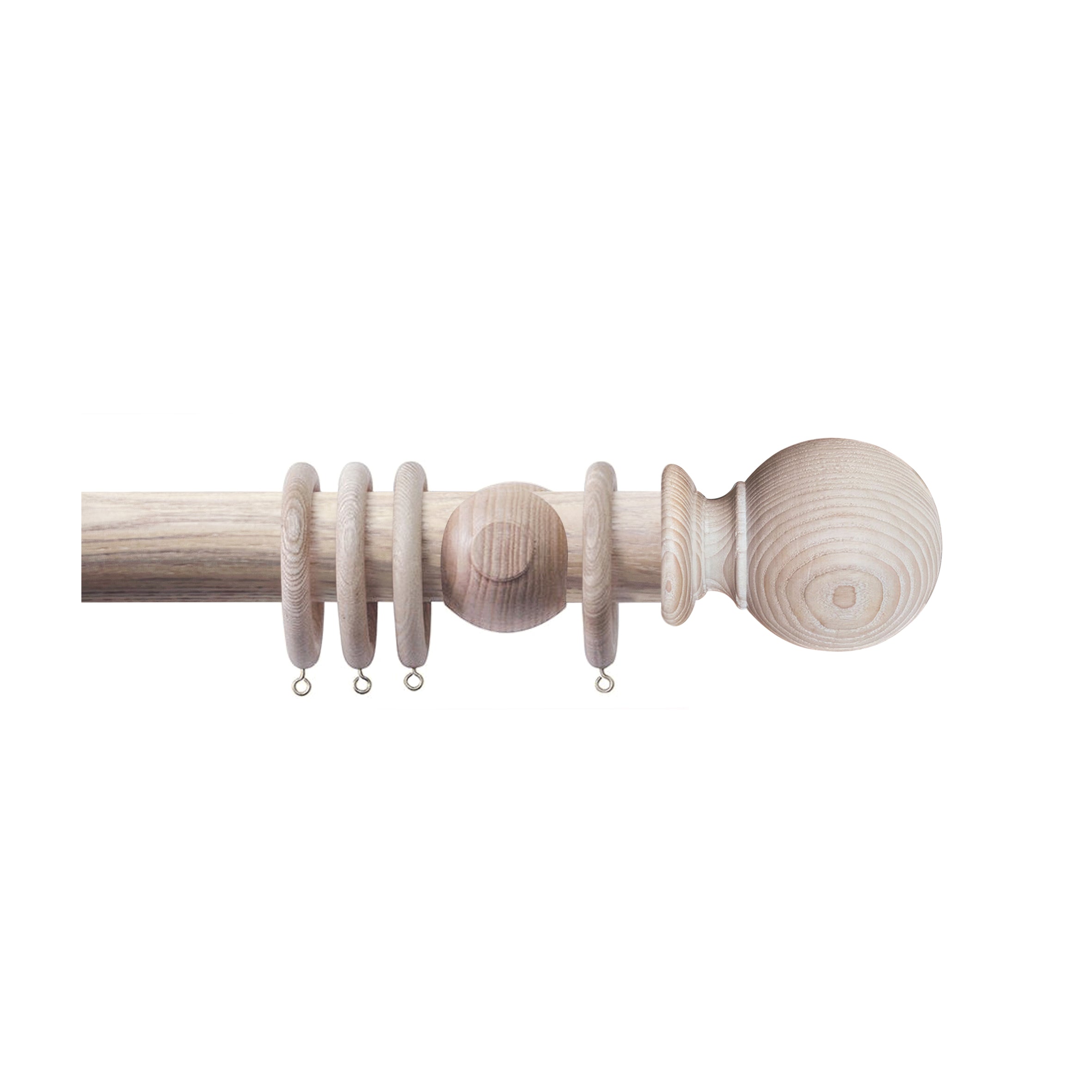 Jones Interiors Oakham Ball Finial Curtain Pole Set in Limed Oak