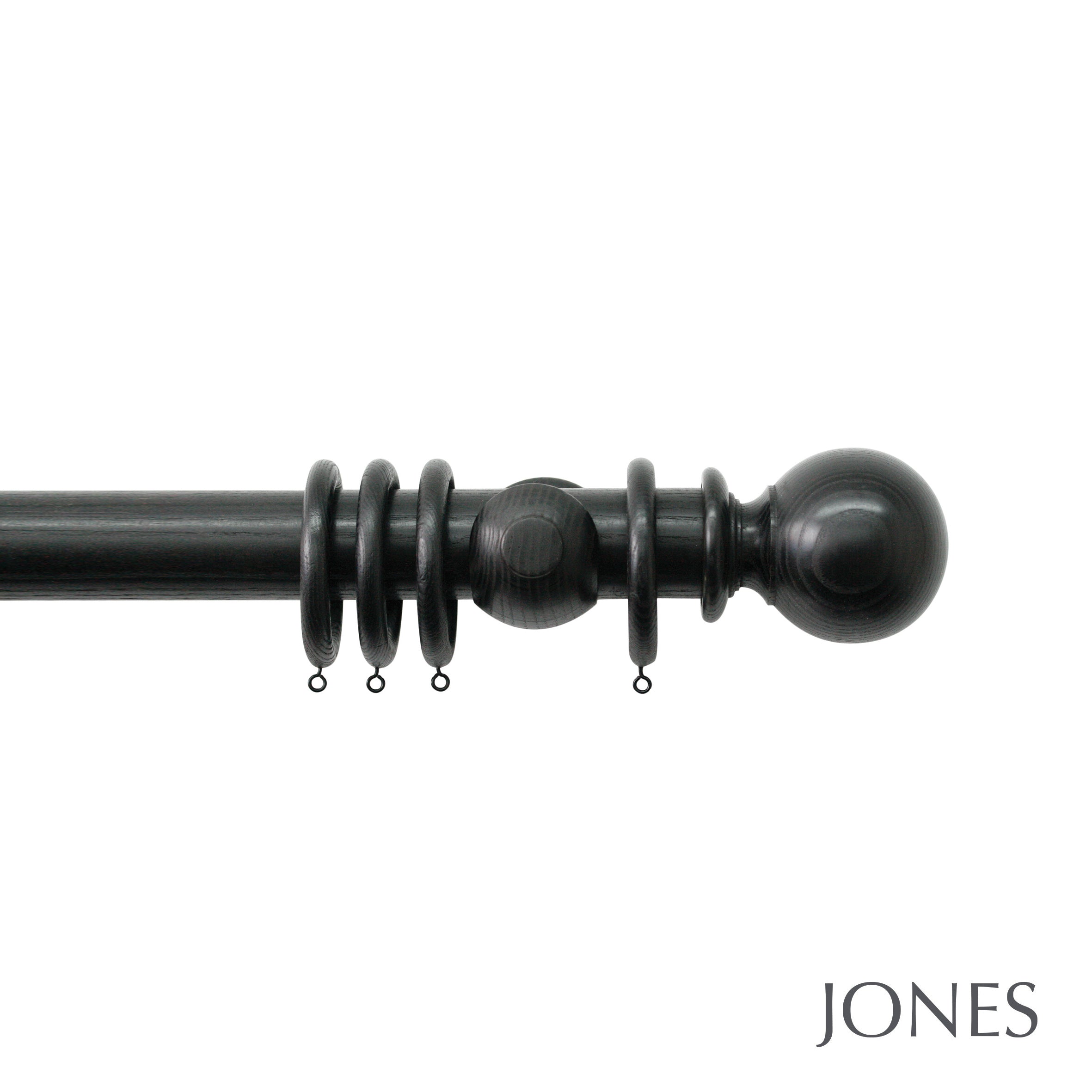 Jones Interiors Oakham Ball Finial Curtain Pole Set in Wenge Black