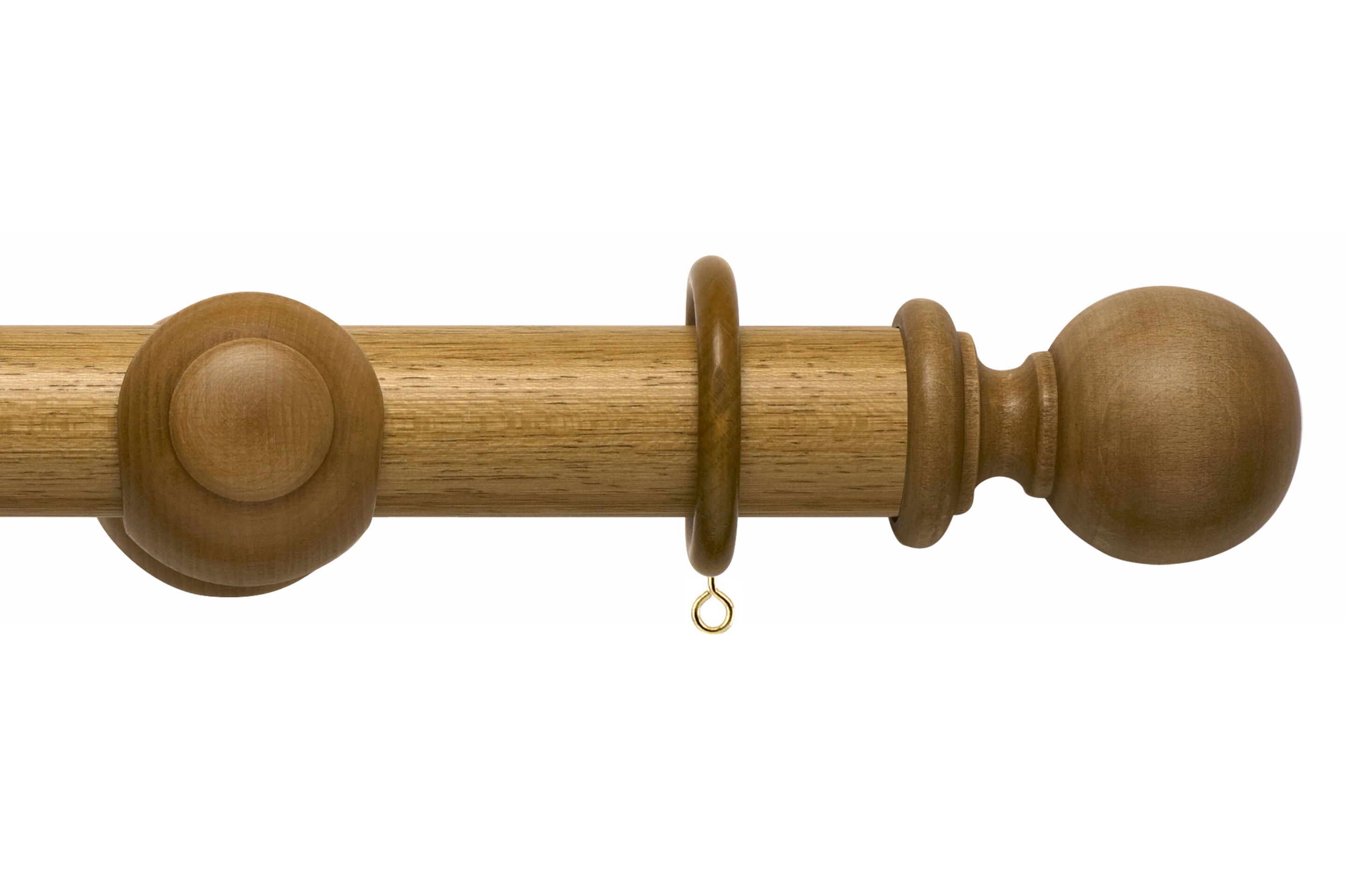 Hallis Modern Country Ball Curtain Pole Set in Light Oak
