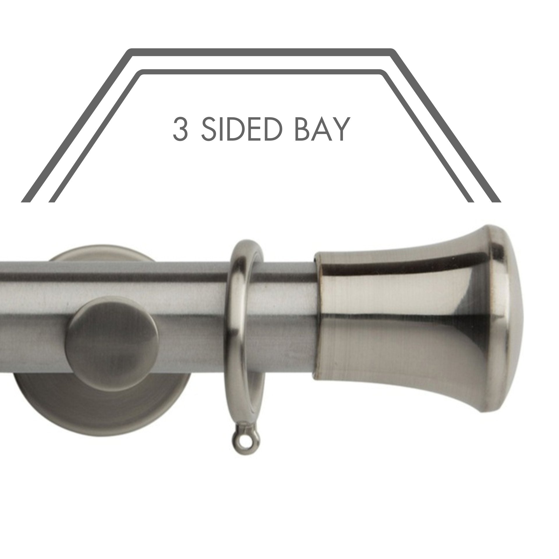 Hallis Neo Stainless Steel Effect Trumpet 3-Sided Bay Window Curtain Pole Set