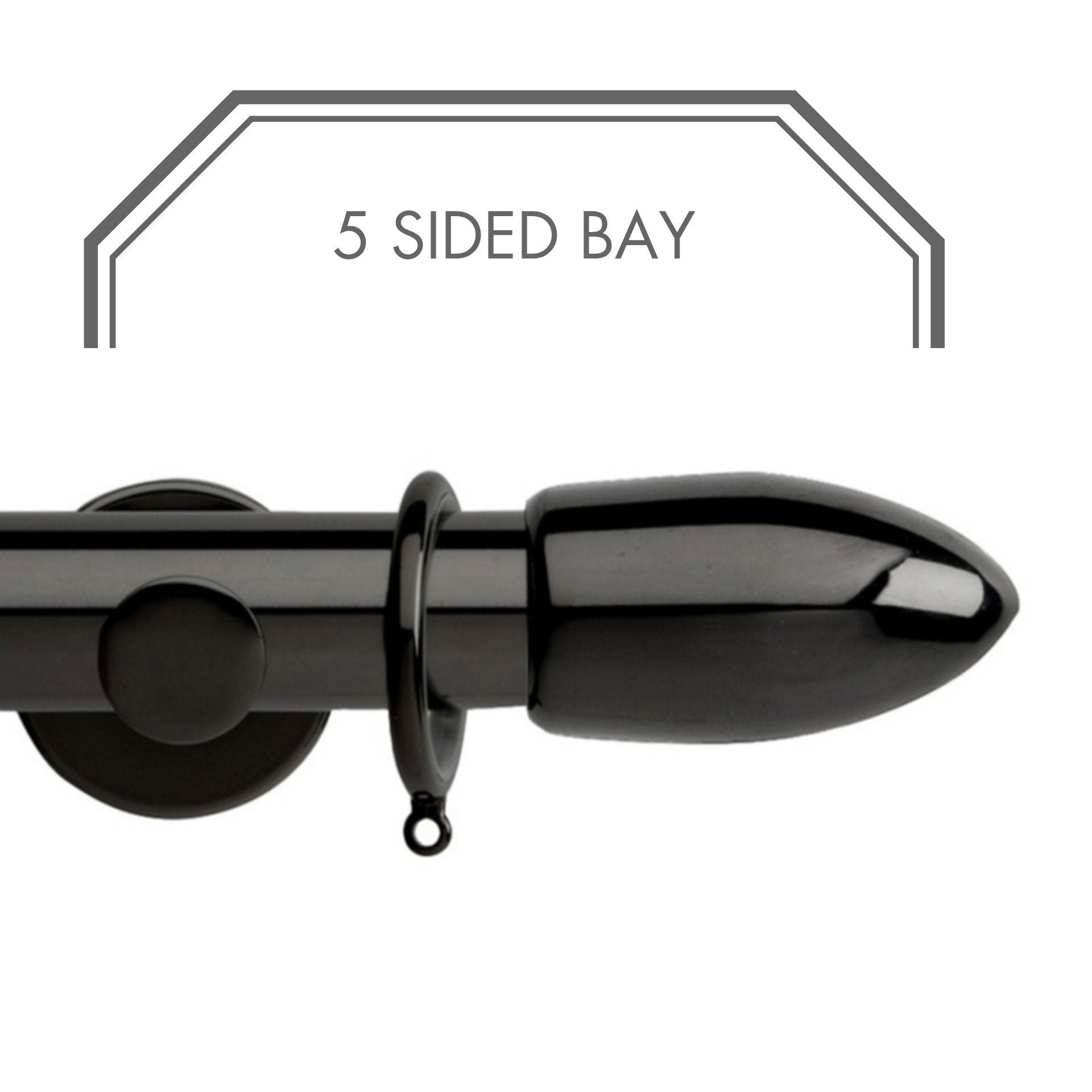 Hallis Neo Black Nickel Bullet 5-Sided Bay Window Curtain Pole Set