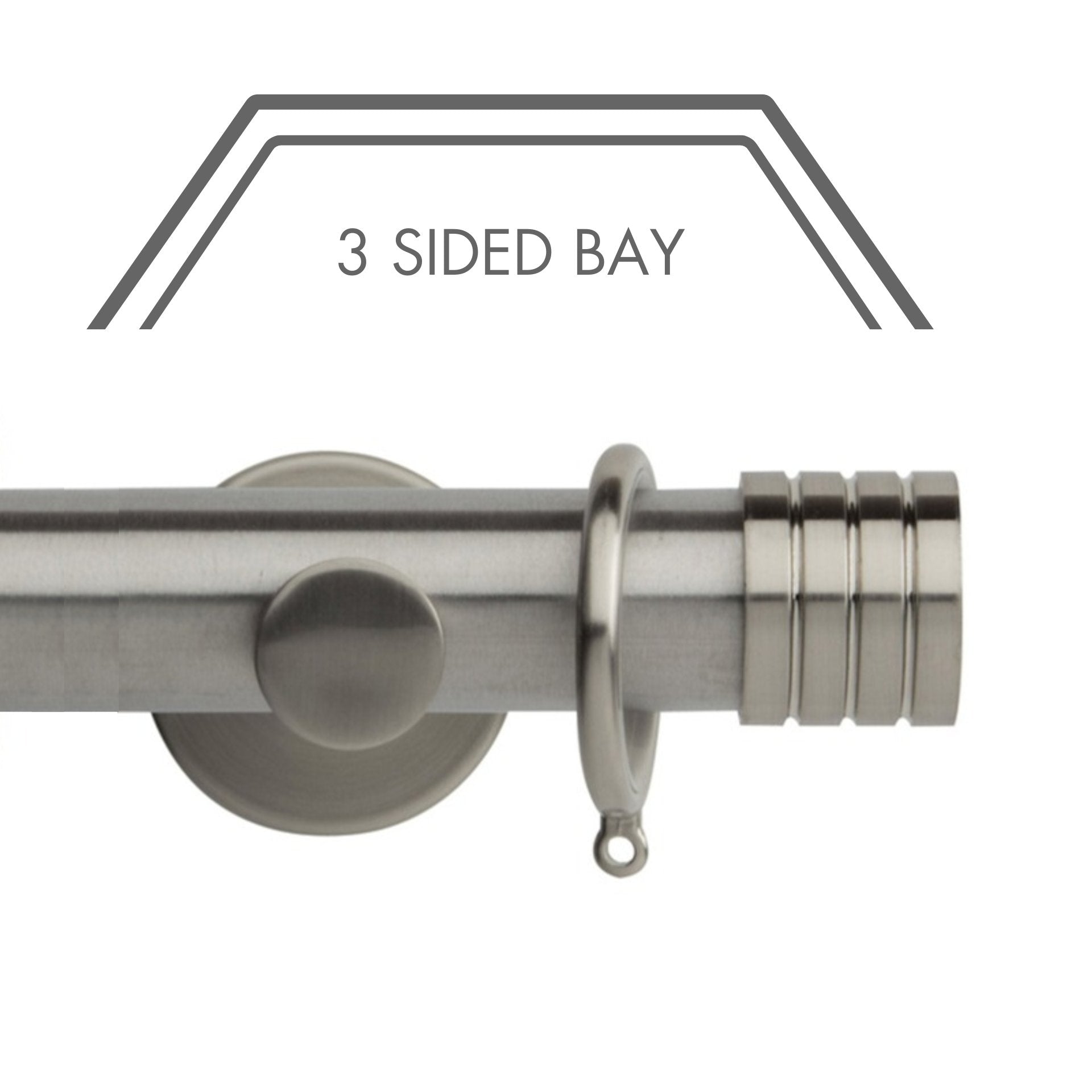 Hallis Neo Stainless Steel Effect Stud 3-Sided Bay Window Curtain Pole Set
