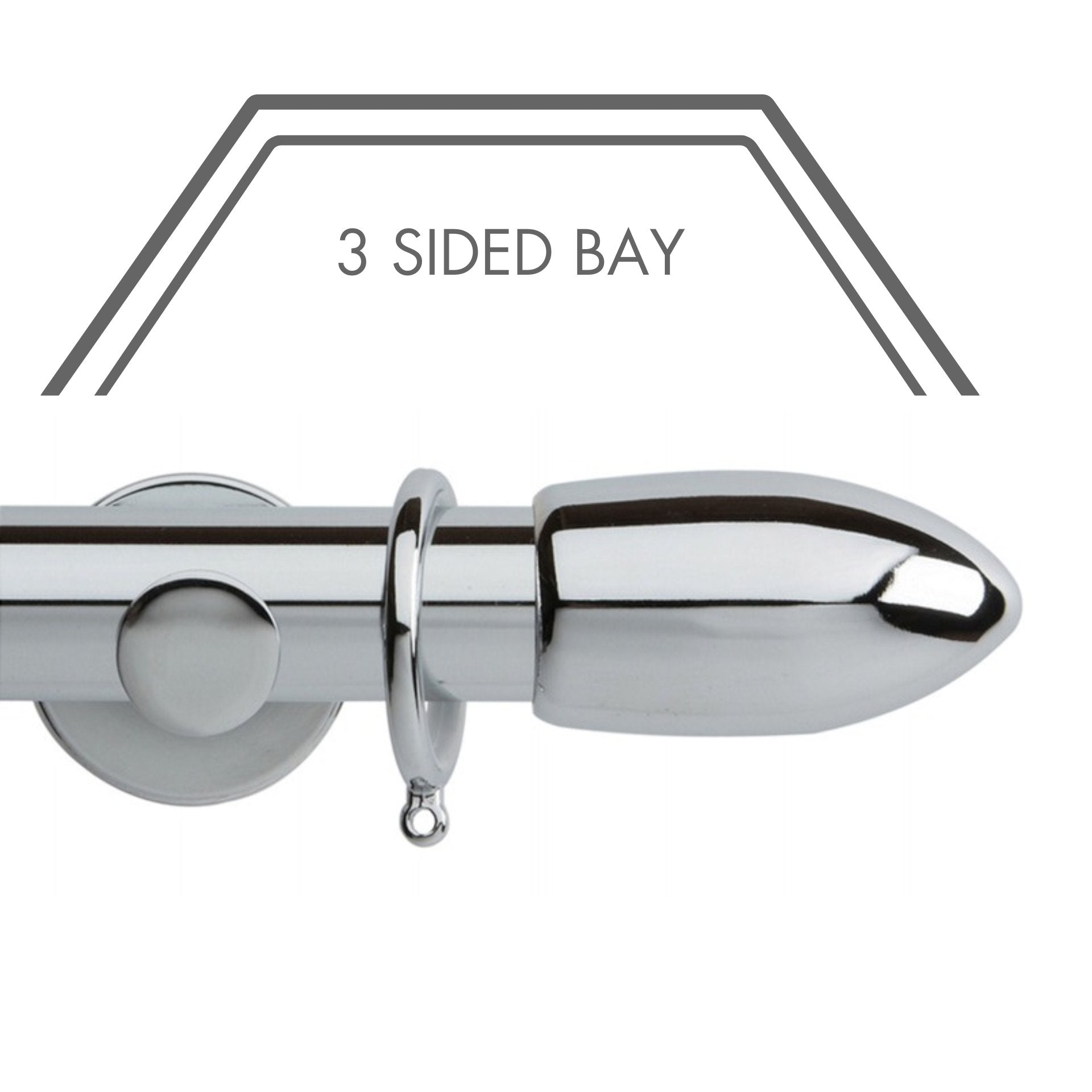 Hallis Neo Chrome Bullet 3-Sided Bay Window Curtain Pole Set